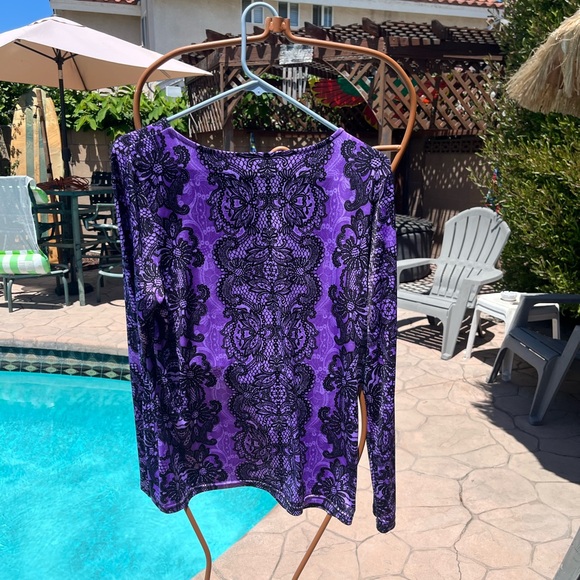 Vibrant Purple Bob Mackie Long Sleeve Top - Picture 2 of 3